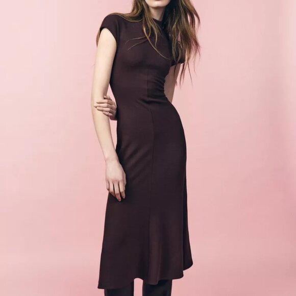 Zara Soft Midi Dress - Eggplant/Purple/Burgundy - Size Small - Picture 1 of 6